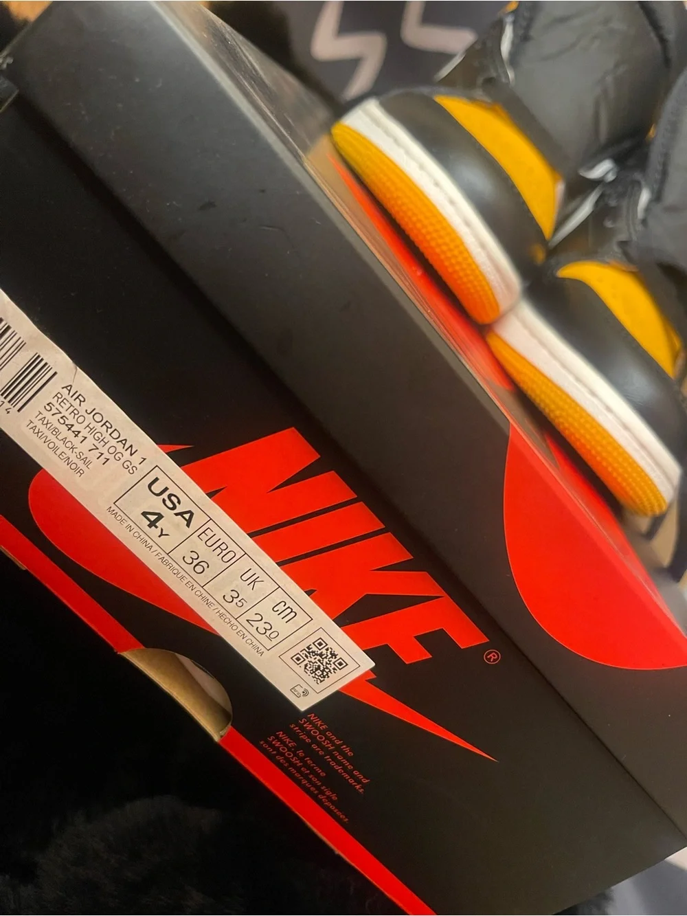 Nike Kids Black, White & Yellow High-Top Sneakers